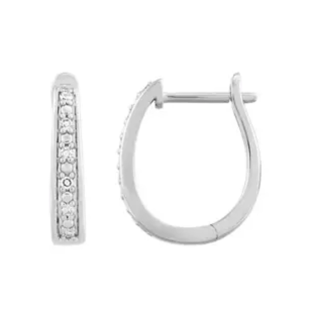 🥰 1/10 ct. t.w. Lab Grown Diamond Hoop Earrings in Sterling Silver. NWB - Picture 3 of 5